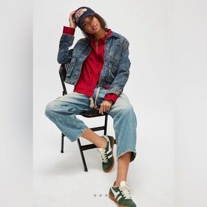 We The Free by Free People Band Of Horses Embroidered Shirt Size XL Red/Blue NWT